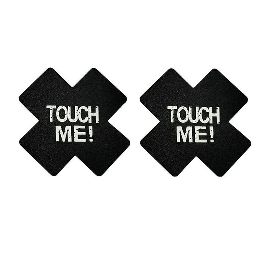 10 Pack Black Red Cross Pasties Letter Print Nippe Covers Black Luminous Pasties