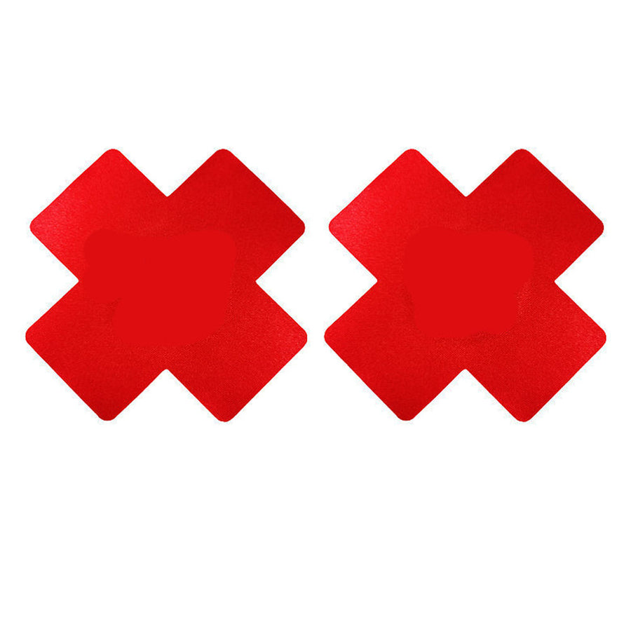 10 Pack Black Red Cross Pasties Letter Print Nippe Covers Black Luminous Pasties
