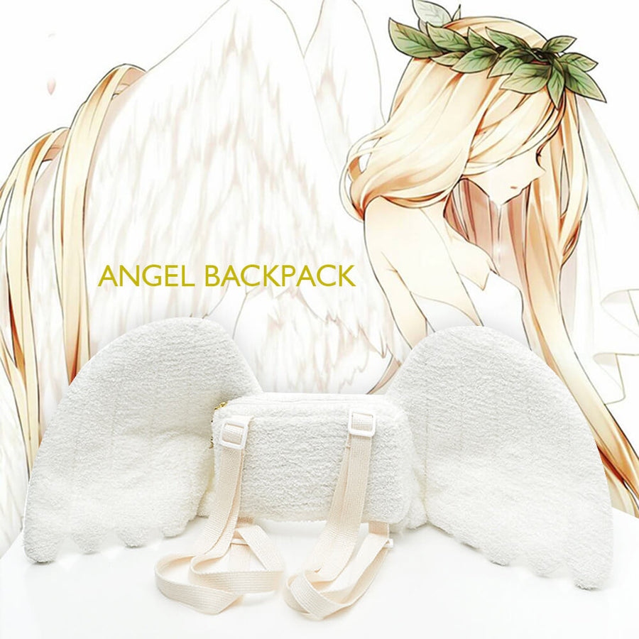 Womens Cute Wings Mini Bag Lolita Angel Cosplay Costume Plush Casual Backpack