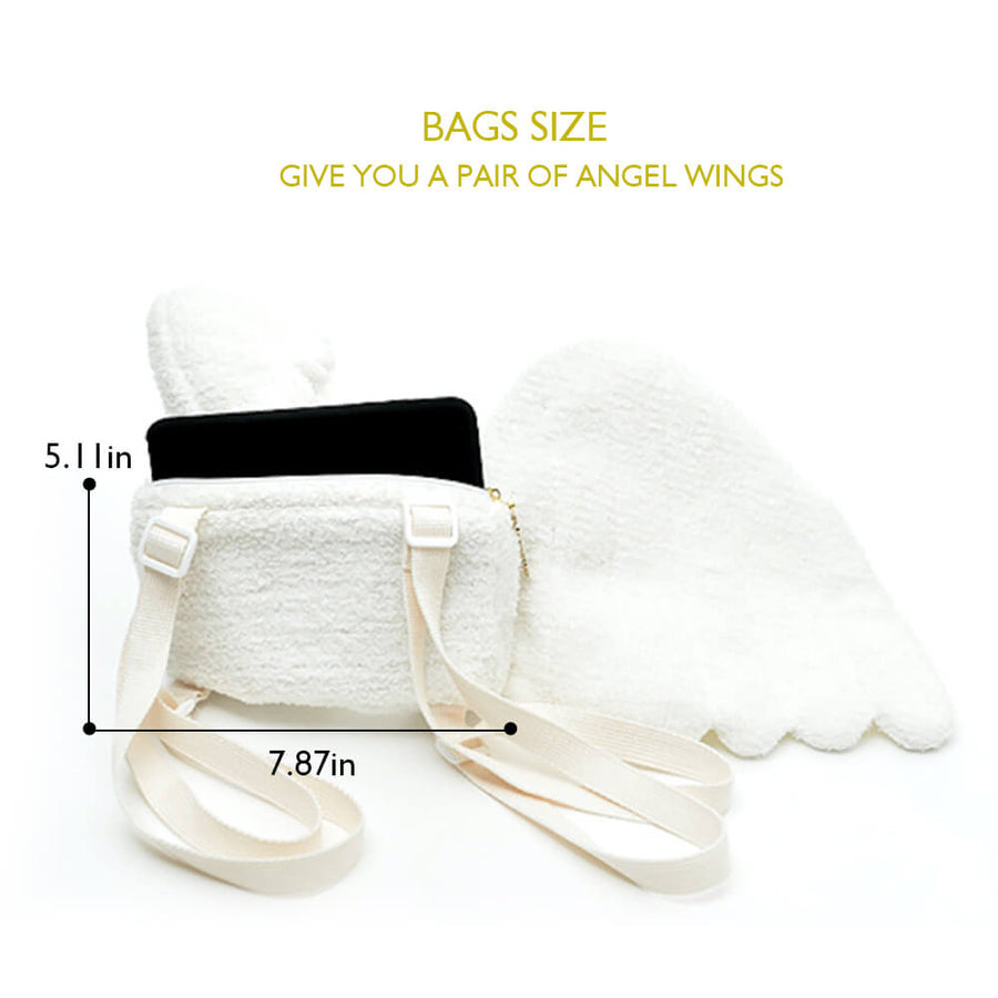Womens Cute Wings Mini Bag Lolita Angel Cosplay Costume Plush Casual Backpack