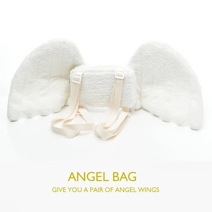 Womens Cute Wings Mini Bag Lolita Angel Cosplay Costume Plush Casual Backpack