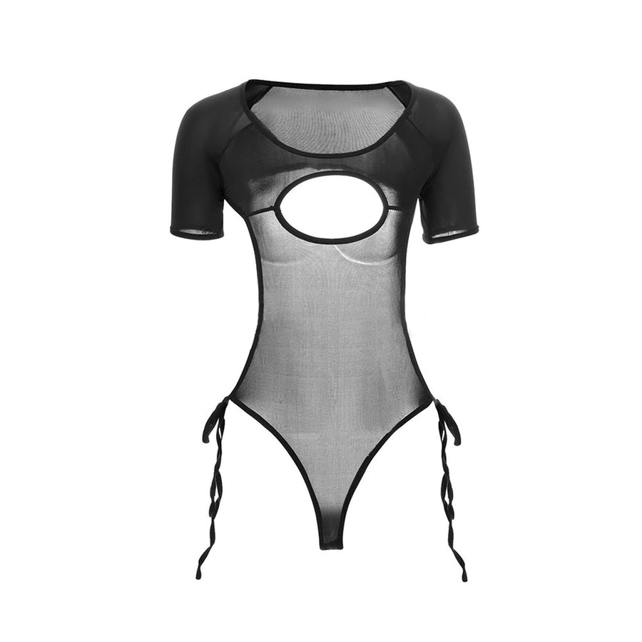 Backless Virgin Killer Bathing Suit Hollow Out Crotchless Bodysuit Lingerie