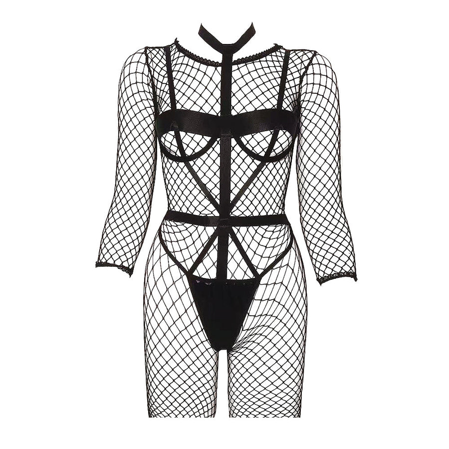 Sexy Choker Harness Fishnet Bodystocking Lingerie