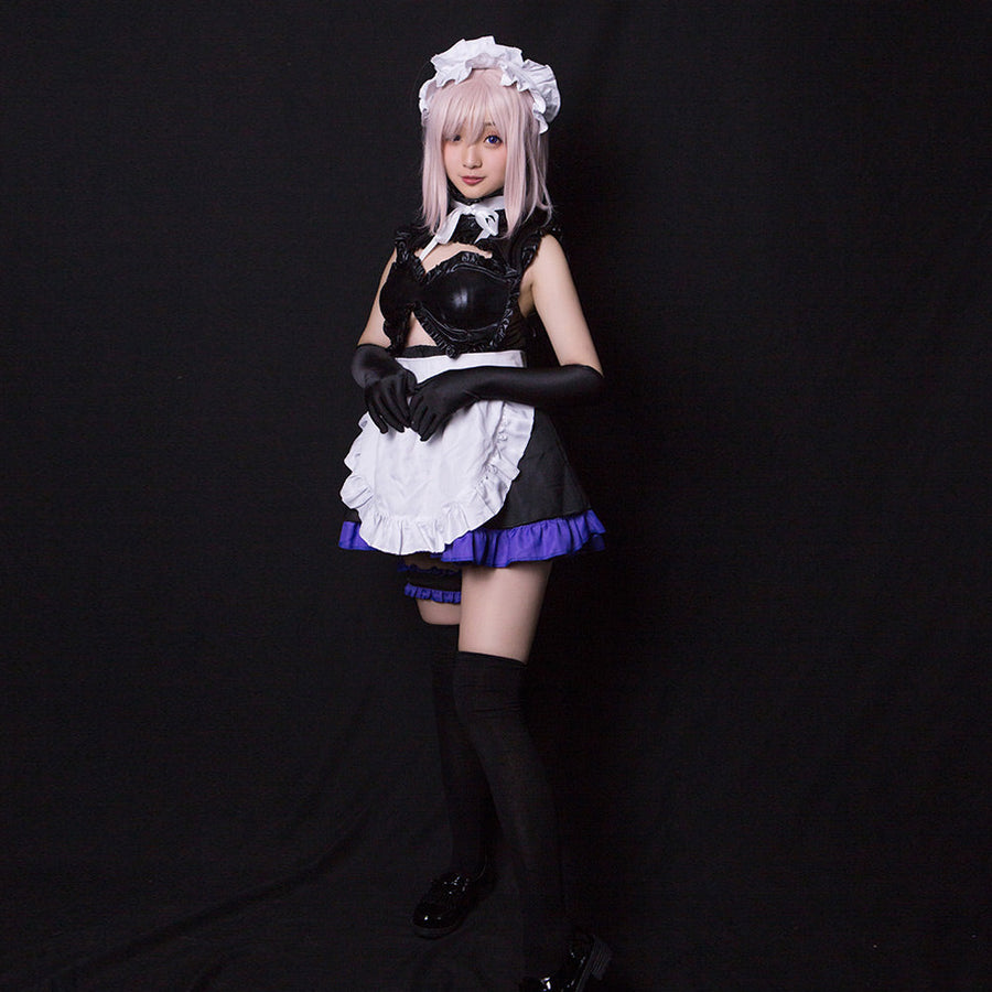Fate Grand Order Mash Kyrielight Costume Anime FGO Matthew Maid Cosplay Outfits Latex Maid Dress with Full Set Accessories