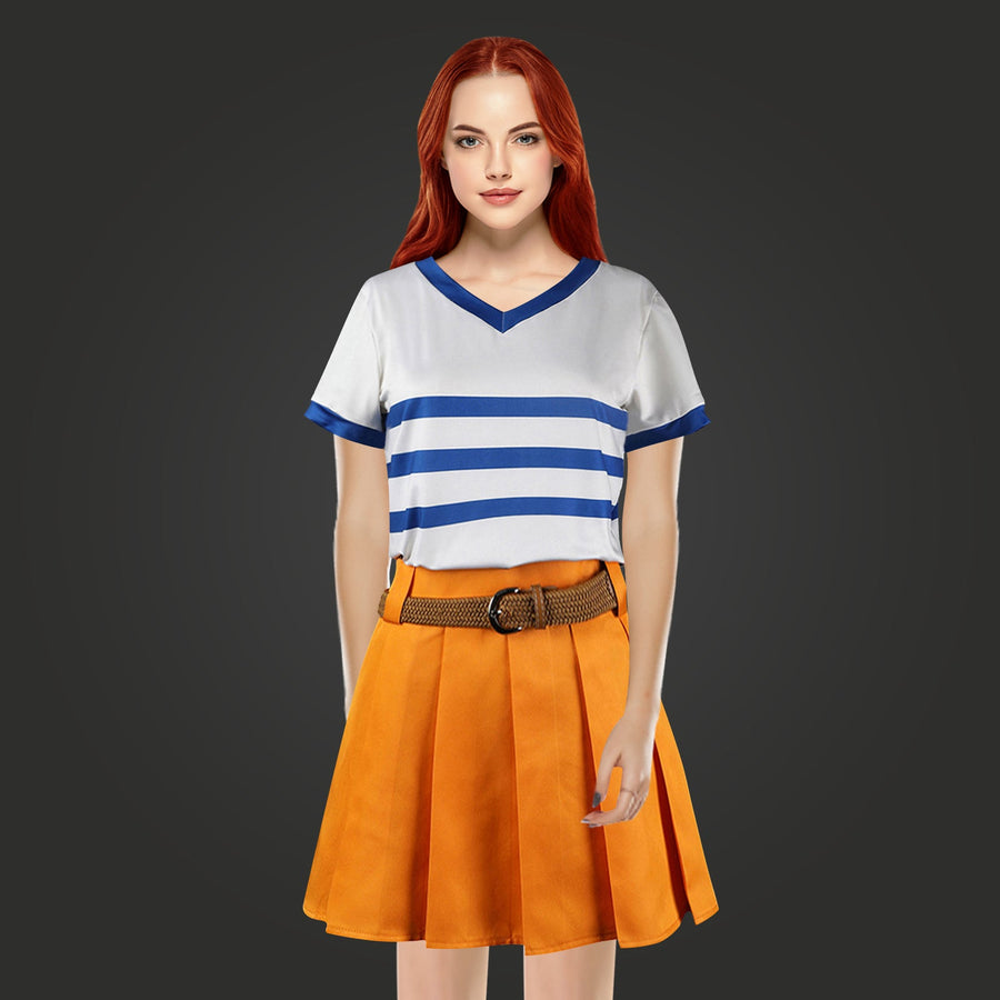 Japenese Anime Striped T-Shirt and Skirt