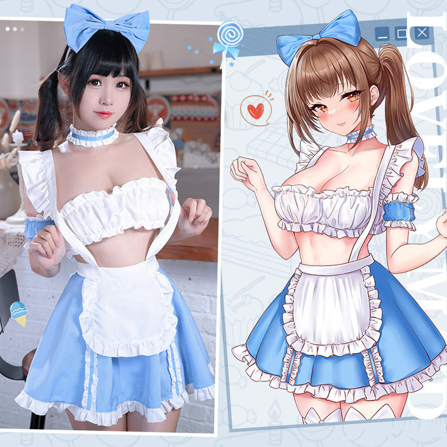 Anime Maid Cosplay Lingerie Set Lolita Fancy Dress Costume French Maid Apron Outfit