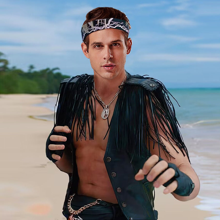 Men PU Leather Vest Outfit