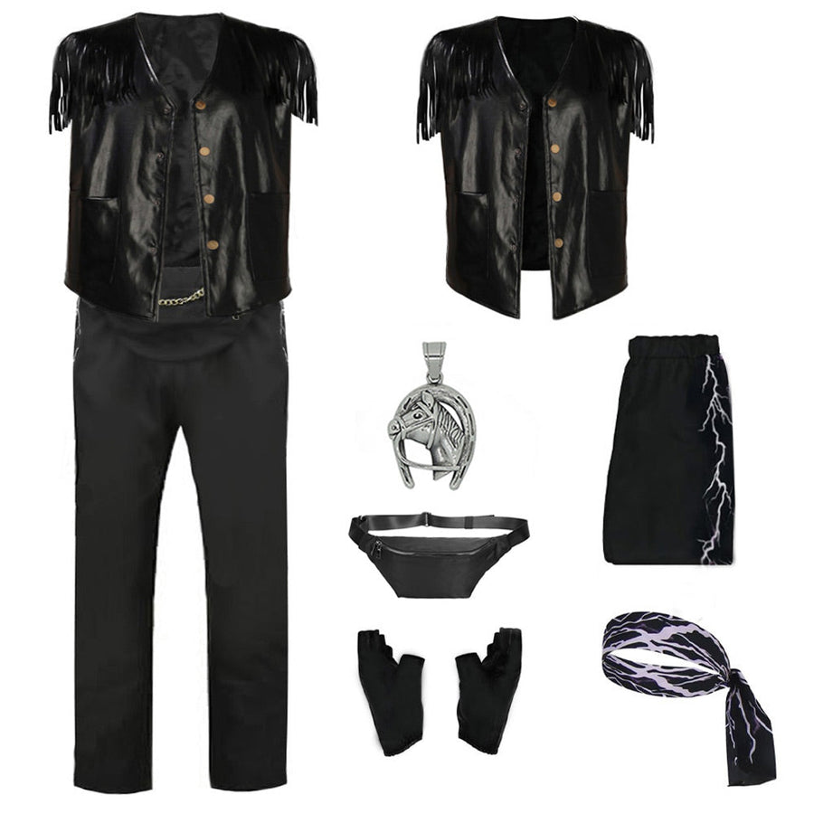 Men PU Leather Vest Outfit