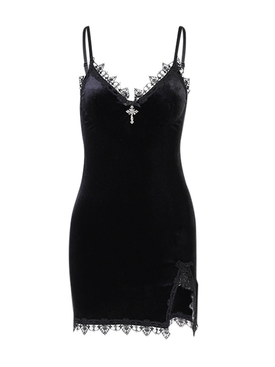 Sexy Velvet Split Bodycon Dress