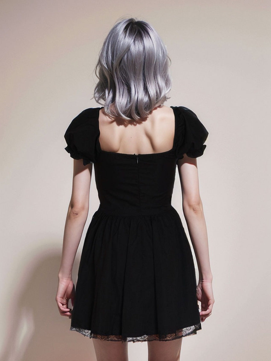 Puff Sleeve Short Goth Dress