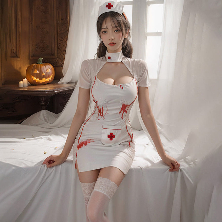 Sexy Bloody Nurse Costume Adult Nurse Role Play Uniform Anime Hospital Hottie Halloween Outfits