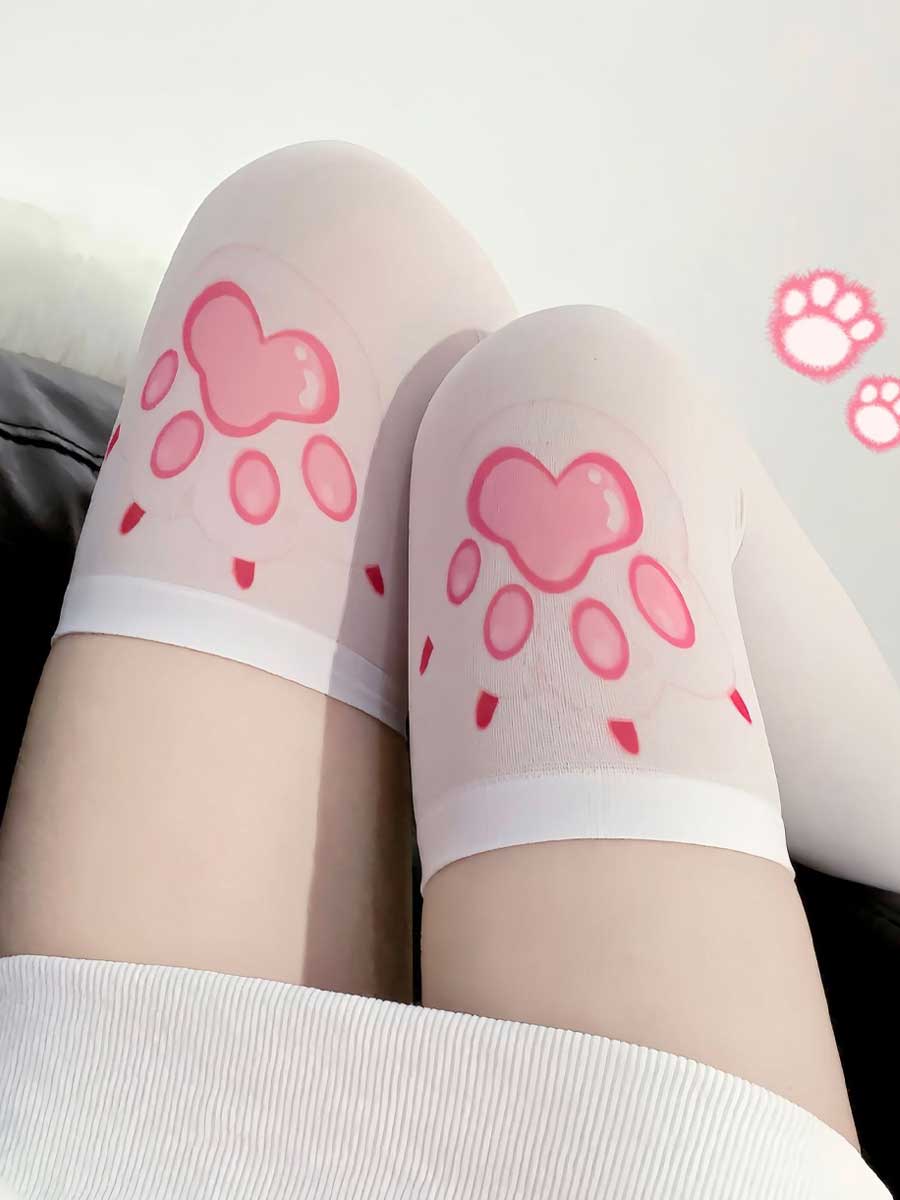 Cute Cat Paw Thigh Highs Stocking