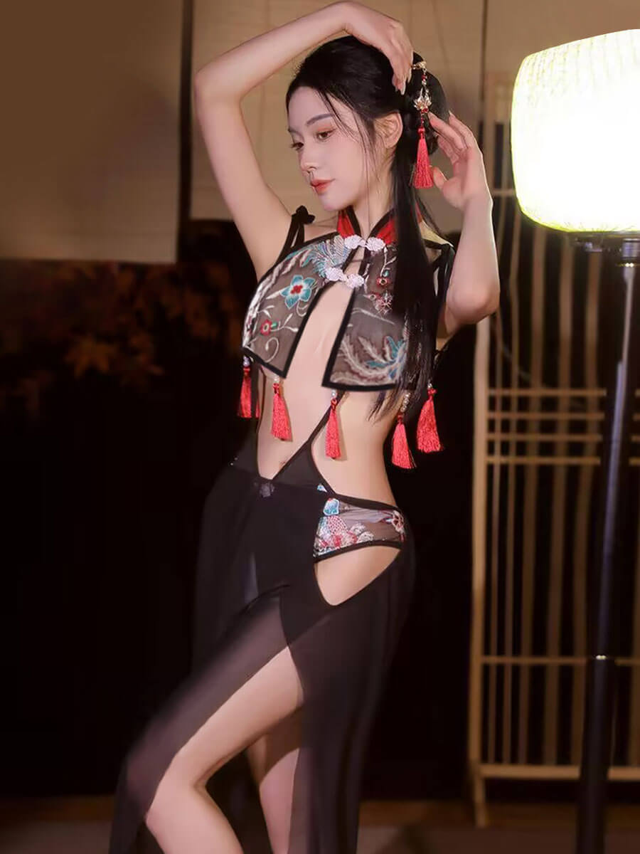 Chinese Style Mesh Teddy with Skirt