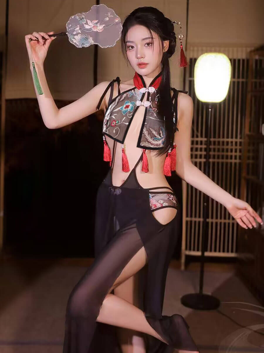Chinese Style Mesh Teddy with Skirt