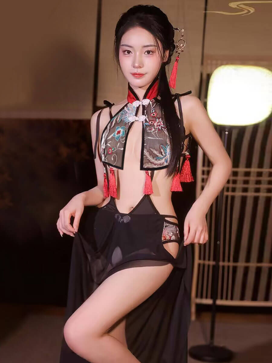 Chinese Style Mesh Teddy with Skirt