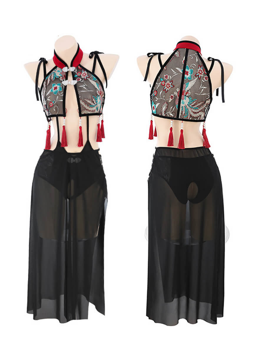 Chinese Style Mesh Teddy with Skirt