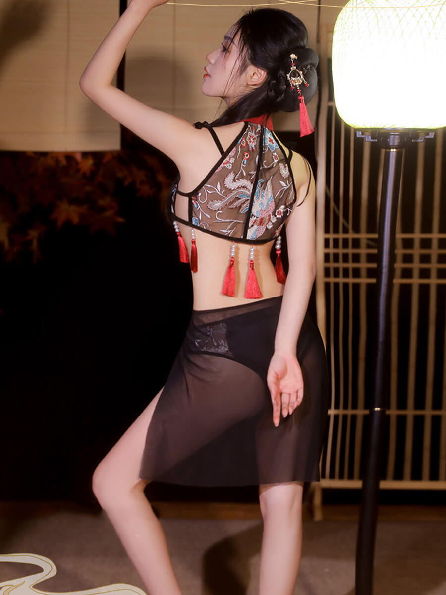 Chinese Style Mesh Teddy with Skirt