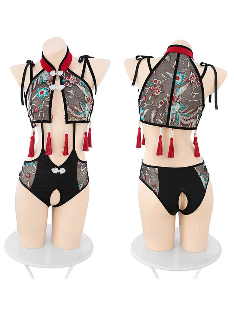 Chinese Style Mesh Teddy with Skirt