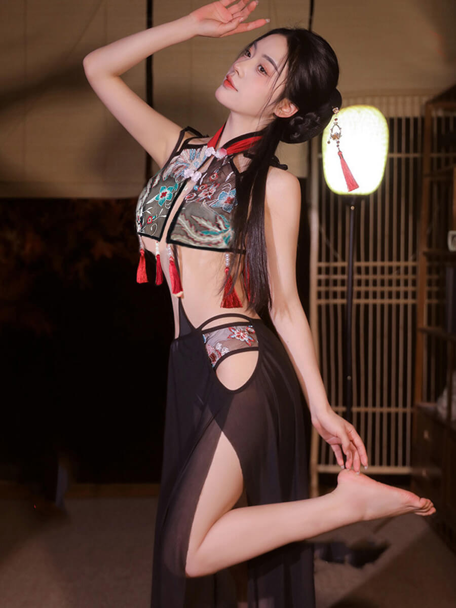 Chinese Style Mesh Teddy with Skirt