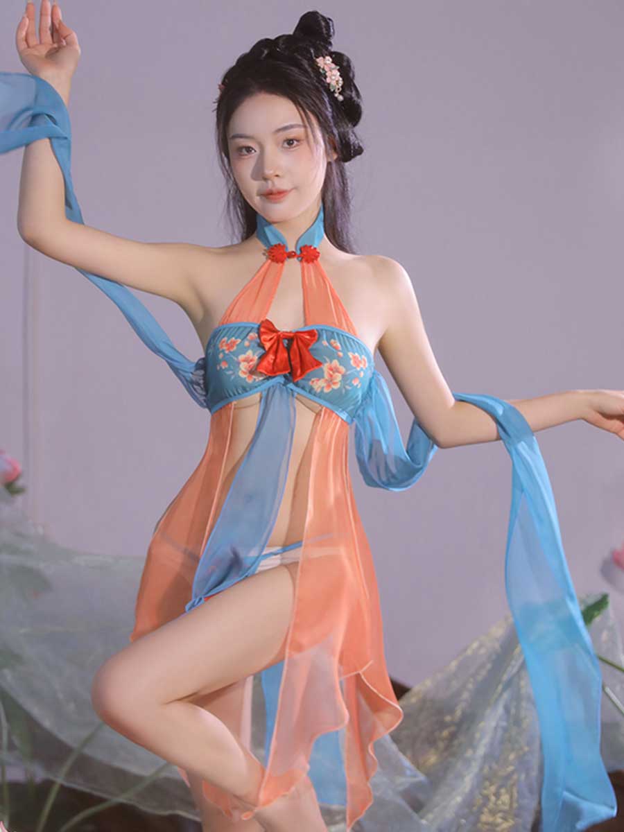 Chinese Style Draping Lingerie Dress