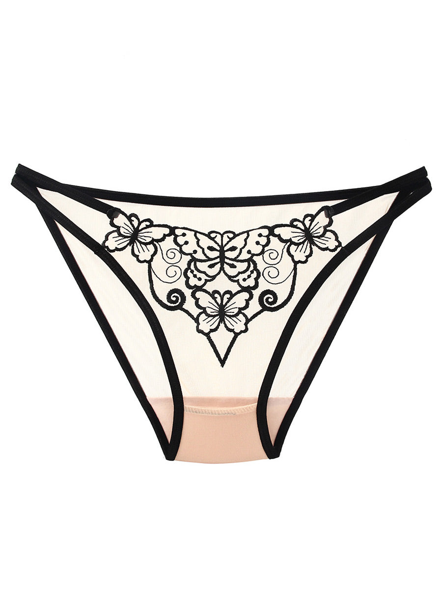 Embroidered Butterfly Mesh Panty