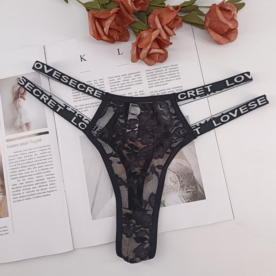 Double Straps Lace Panty Sheer Mesh LOVE SECRET Print Hipster Women Briefs