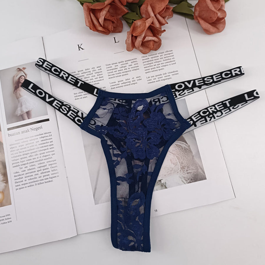 Double Straps Lace Panty Sheer Mesh LOVE SECRET Print Hipster Women Briefs