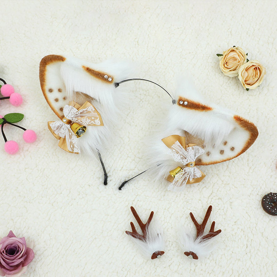 Faux Fur Reindeer Ears Hairband Animal Elk Ears Hair Hoop Plush Christmas Accessories
