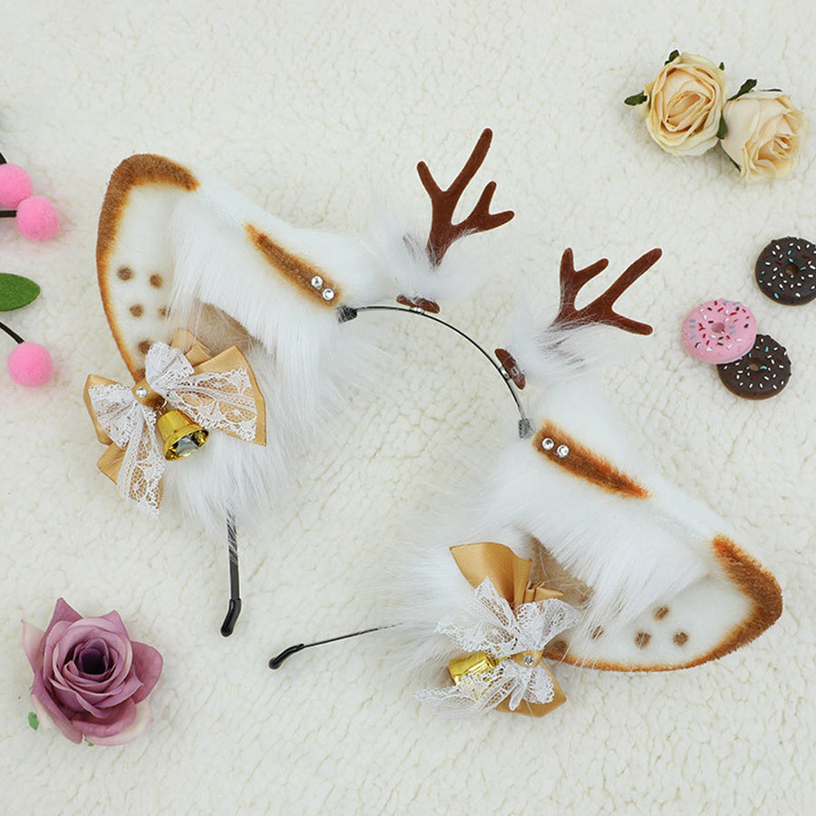 Faux Fur Reindeer Ears Hairband Animal Elk Ears Hair Hoop Plush Christmas Accessories