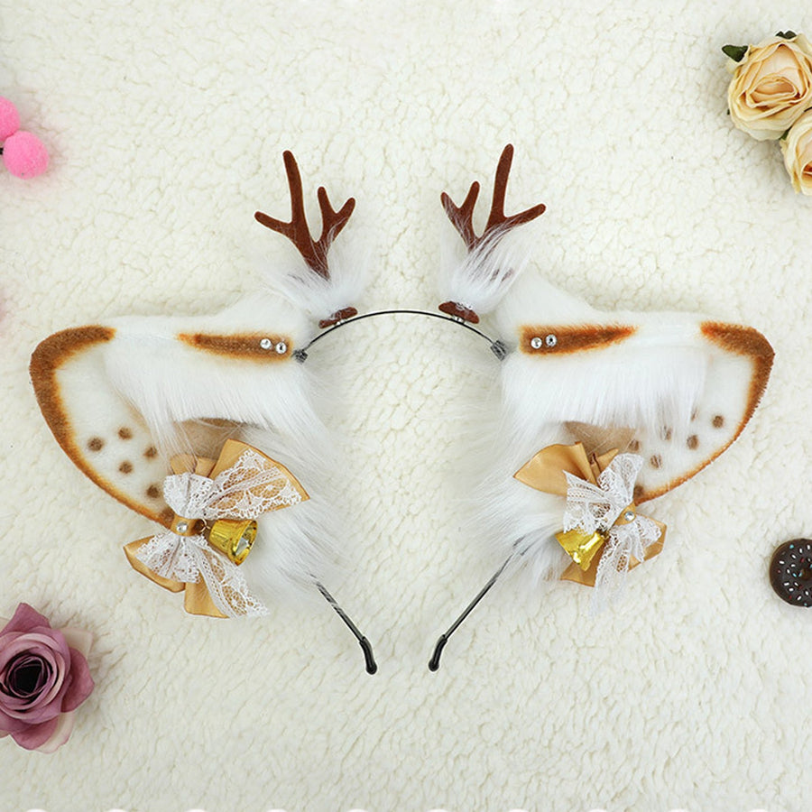 Faux Fur Reindeer Ears Hairband Animal Elk Ears Hair Hoop Plush Christmas Accessories