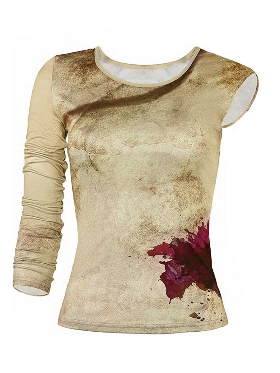 Women's Blood Print Asymmetrical Tee