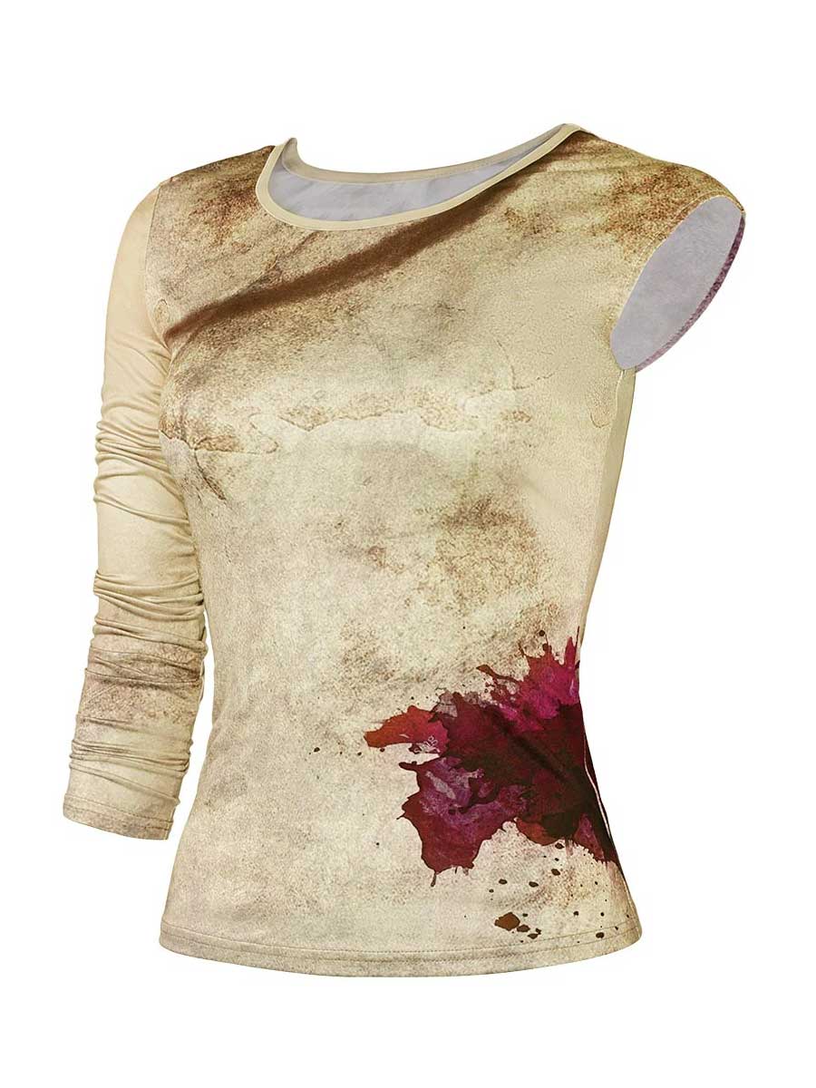 Women's Blood Print Asymmetrical Tee