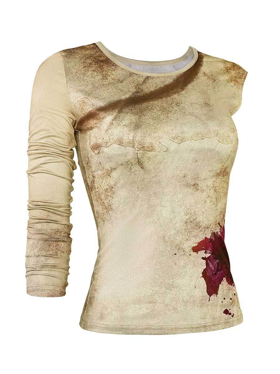 Women's Blood Print Asymmetrical Tee