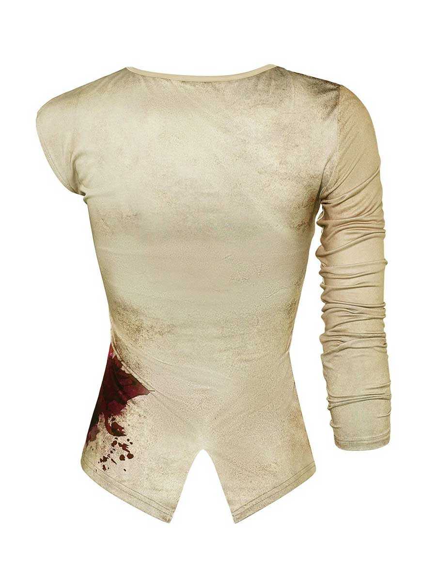 Women's Blood Print Asymmetrical Tee