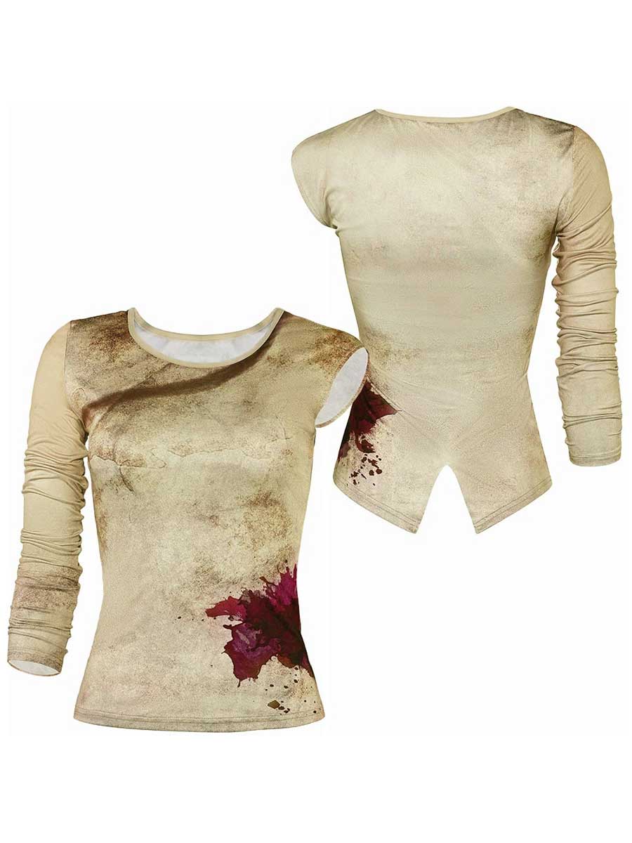 Women's Blood Print Asymmetrical Tee