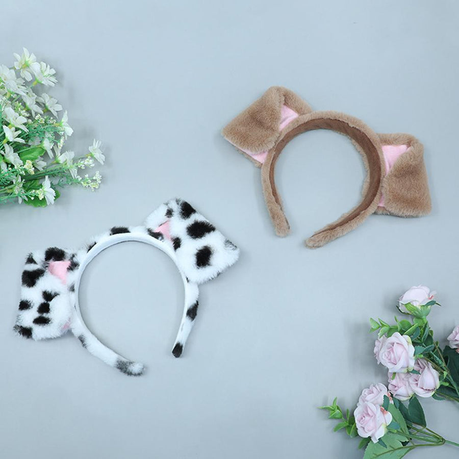 Cartoon Dog Ears Headband Fluffy Dalmatian Dog Ears Headwear Puppy Ears Costume Accessory