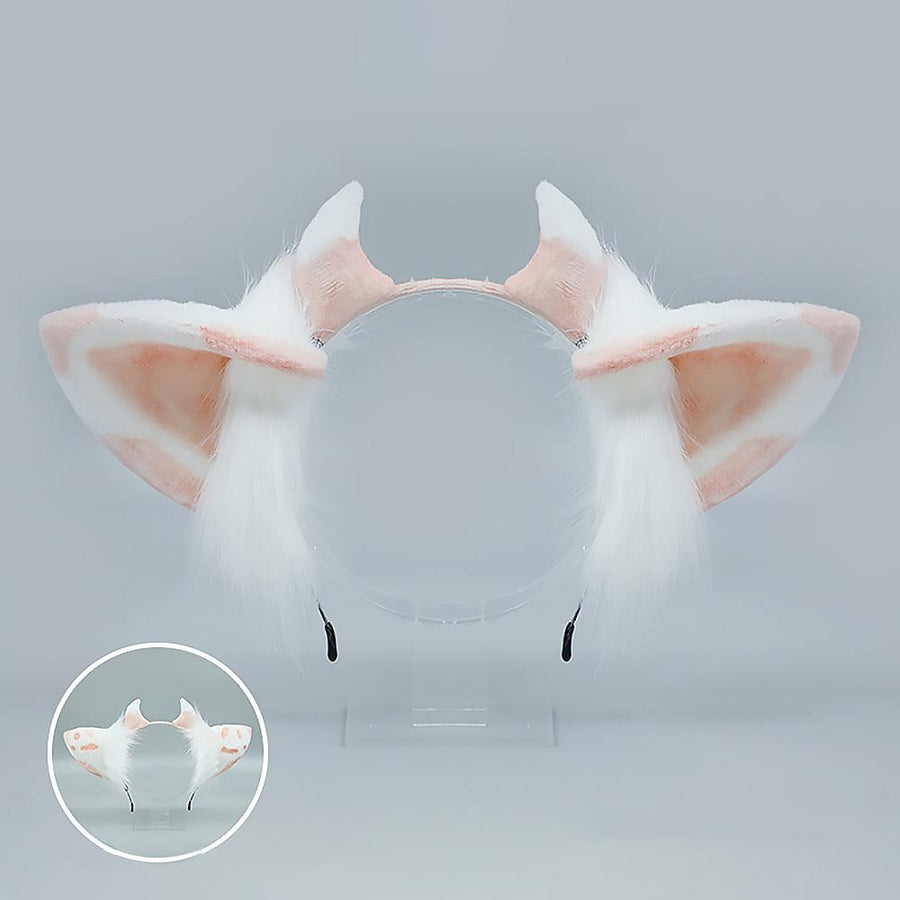 Furry Cow Ears Headwear Cartoon Animal Headband Lolita Cosplay Costume