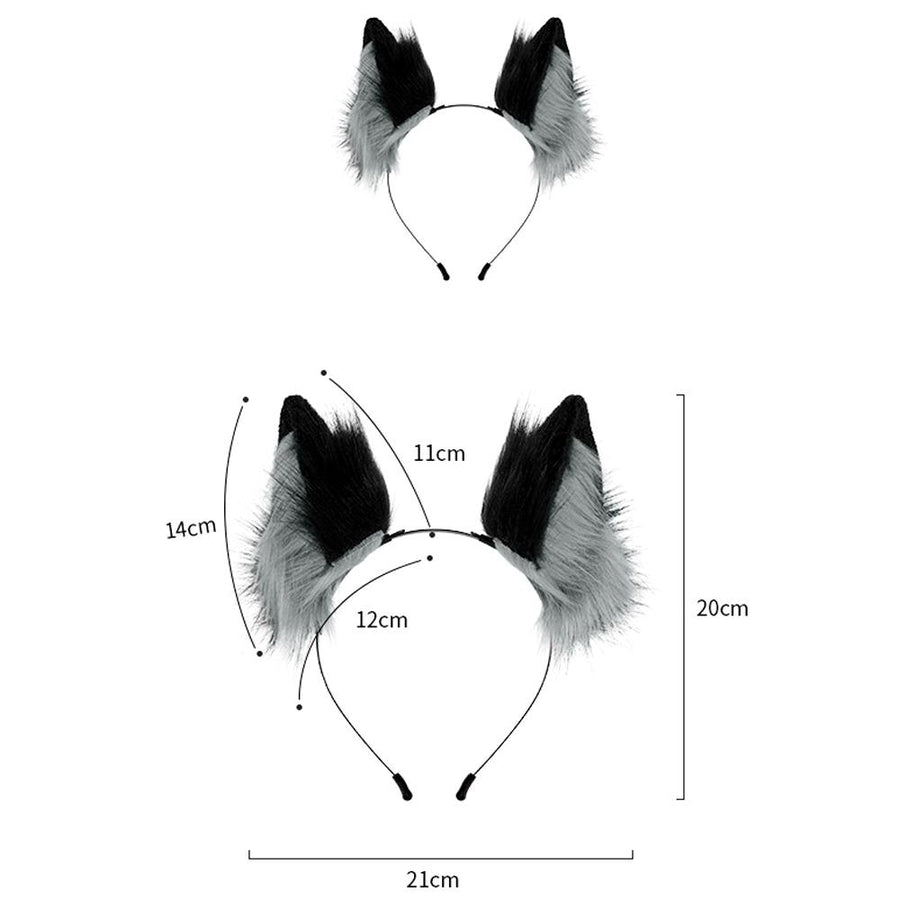 Fox Cat Ears Hair Headband Long Fur Animal Wolf Cosplay Party Headwear