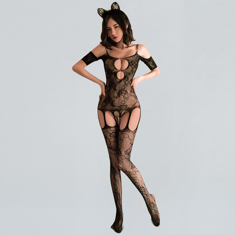 Women's Sexy Crotchless Floral Lace Bodystocking