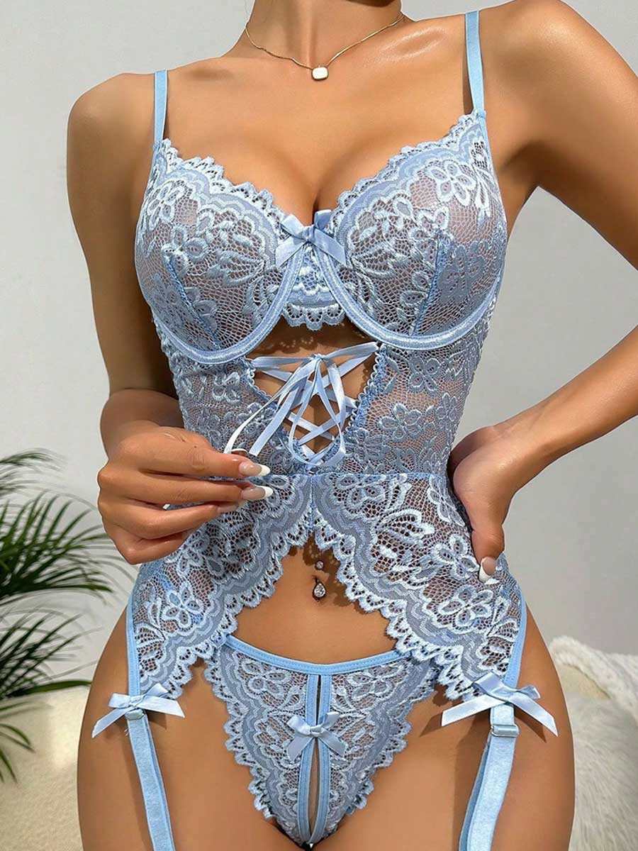 Floral Lace Bustier Set