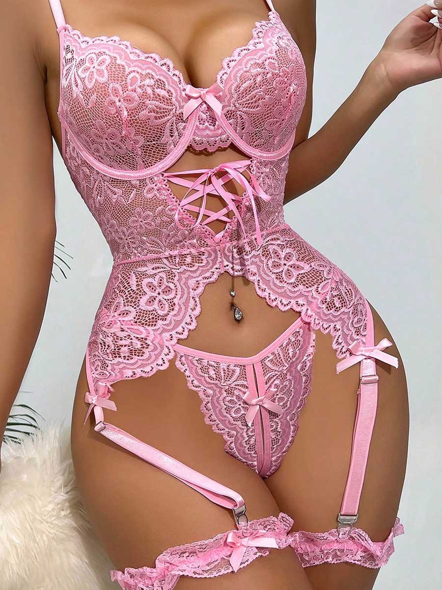 Floral Lace Bustier Set