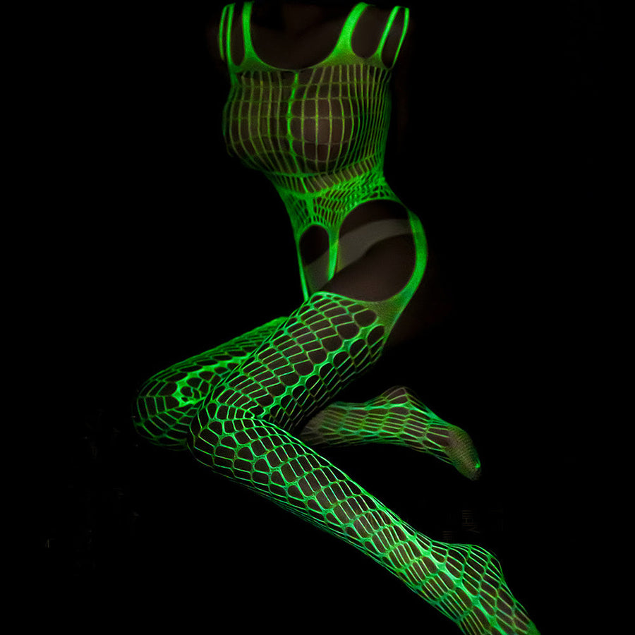 Luminous Bodystocking Fishnet Body Stockings Lingerie Crotchless Bodysuit