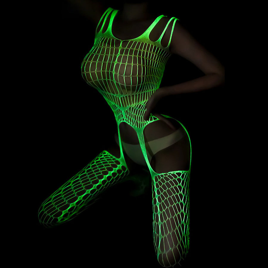 Luminous Bodystocking Fishnet Body Stockings Lingerie Crotchless Bodysuit