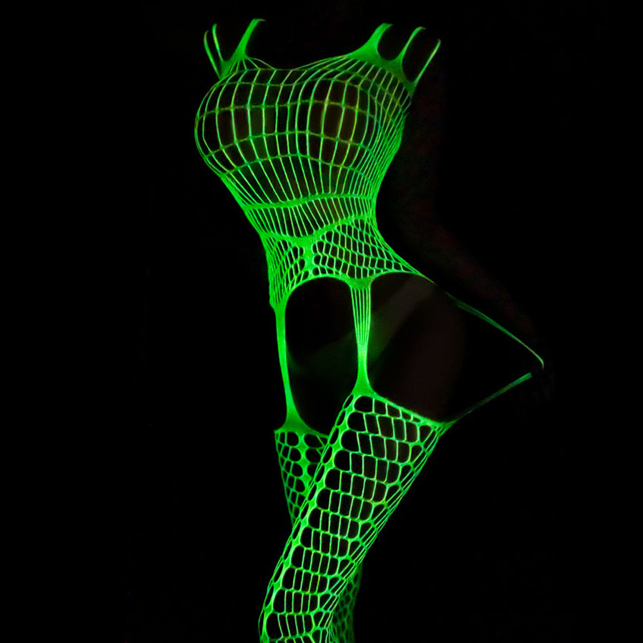 Luminous Bodystocking Fishnet Body Stockings Lingerie Crotchless Bodysuit