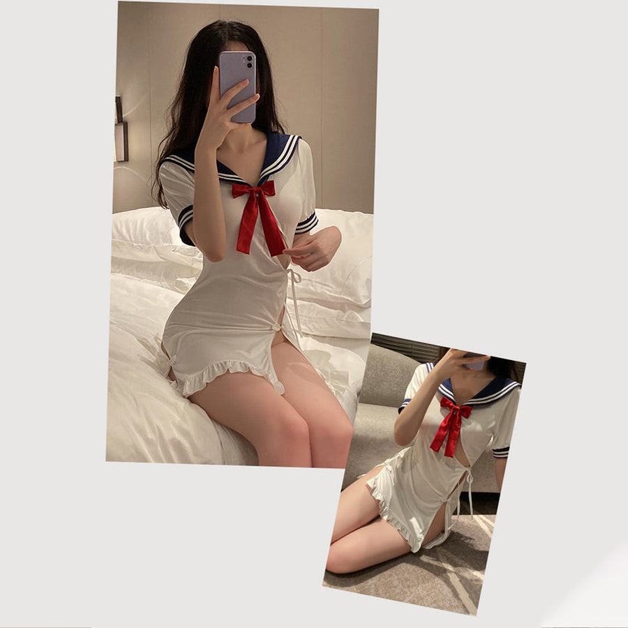 Naughty High Slit Sailor Cosplay Lingerie Dress