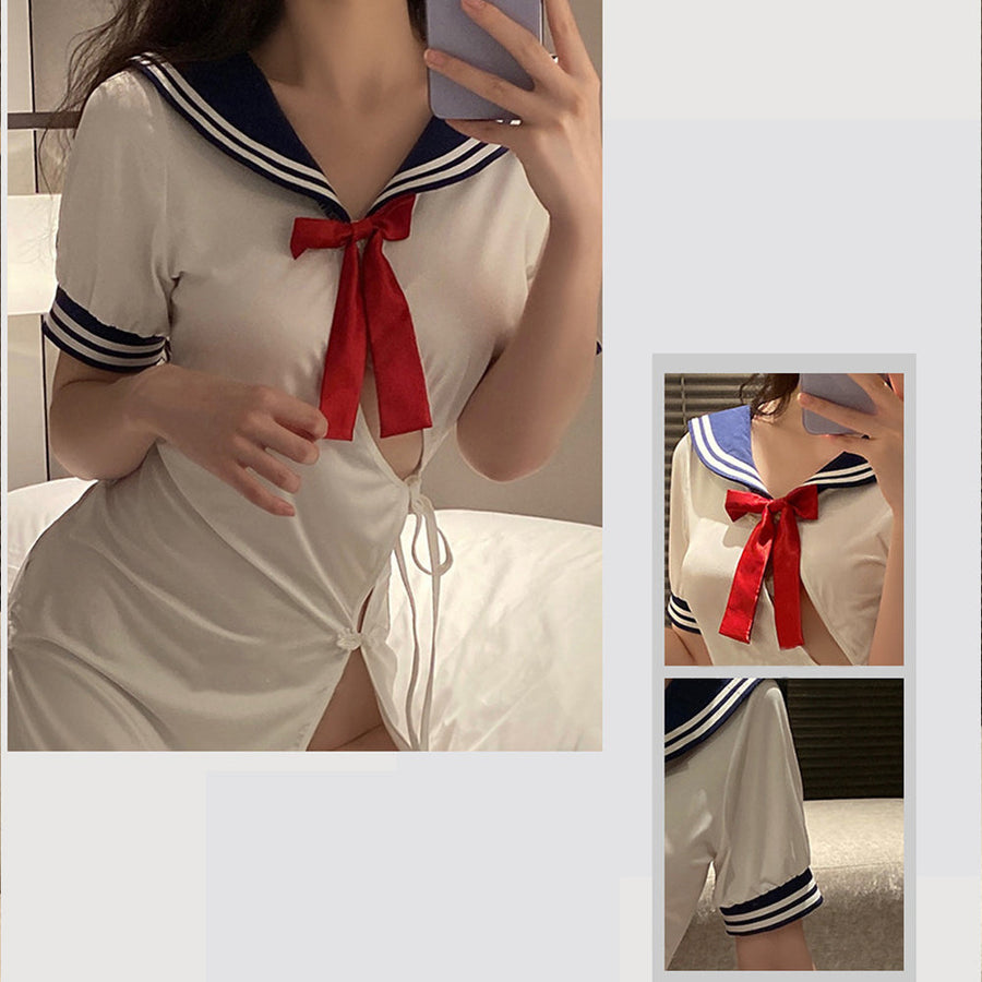 Naughty High Slit Sailor Cosplay Lingerie Dress