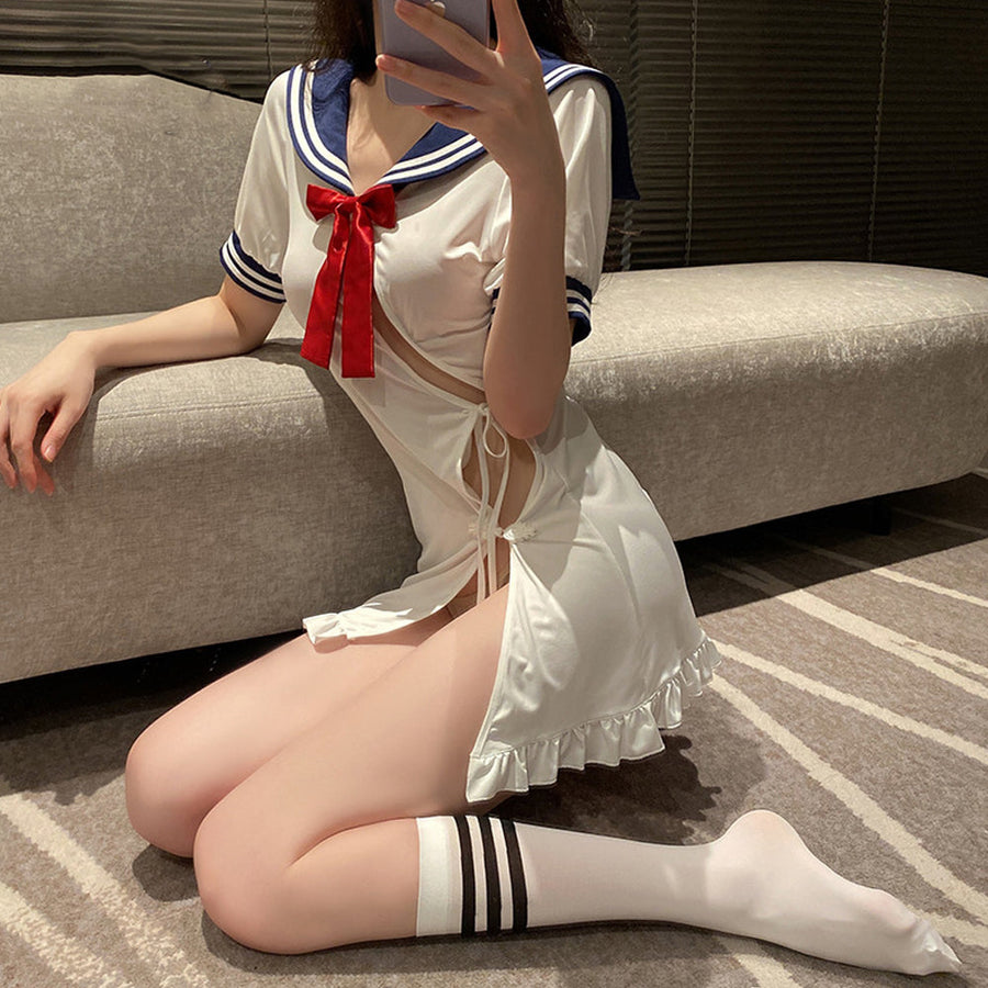 Naughty High Slit Sailor Cosplay Lingerie Dress