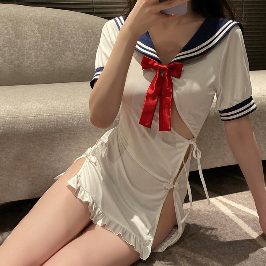 Naughty High Slit Sailor Cosplay Lingerie Dress