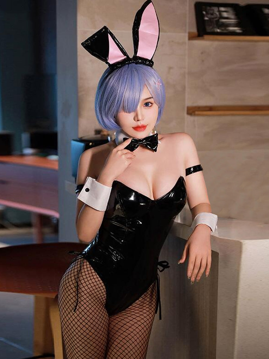 Sexy Bunny Costume Bunny Girl Leather Bodysuit