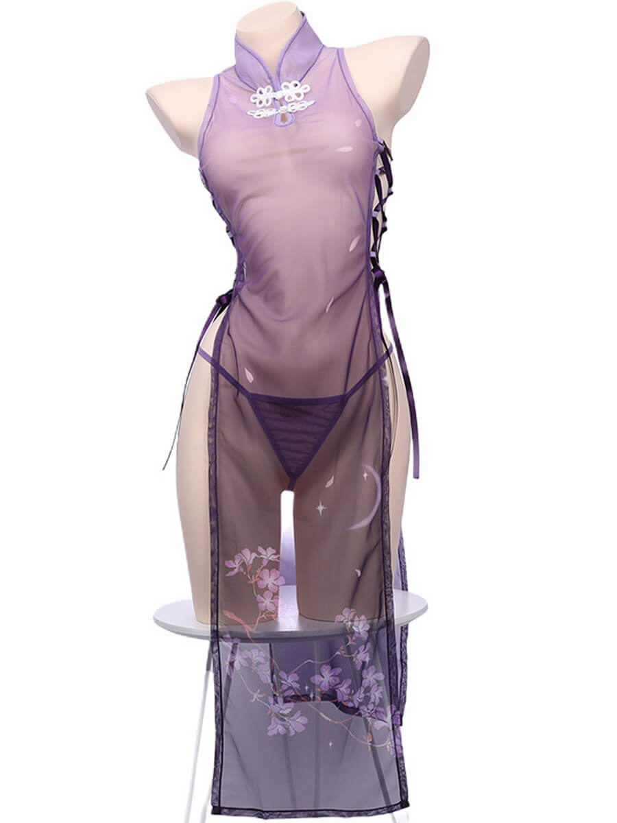 Sheer Mesh Chinese Style Lingerie Dress